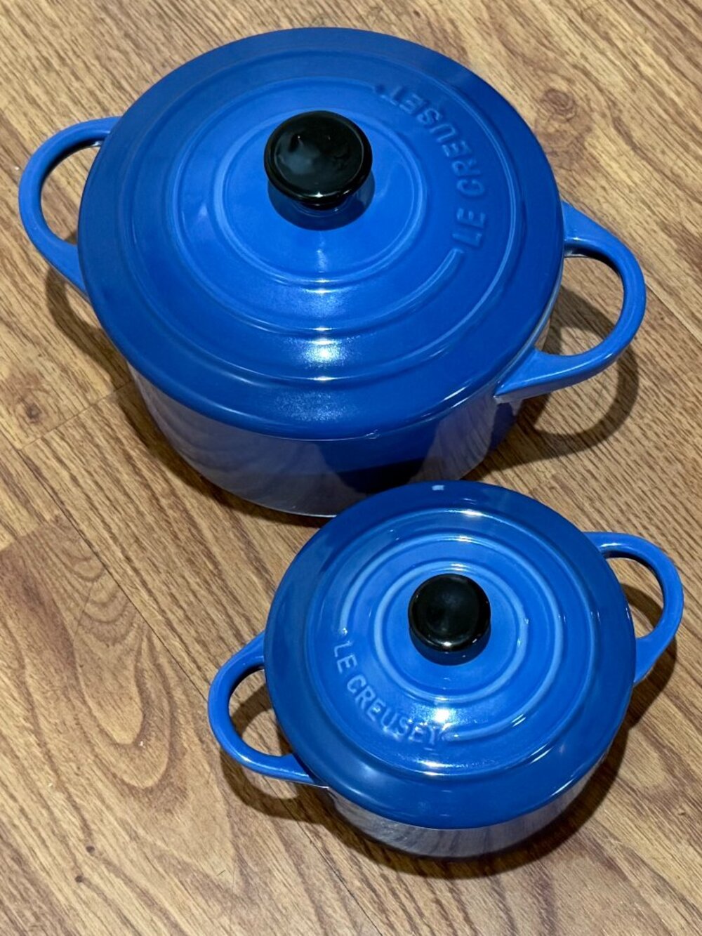 Le Creuset 10cm Mini Rd Cocotte BK Cobalt & 14cm Rd Cocotte BK Cobalt Set